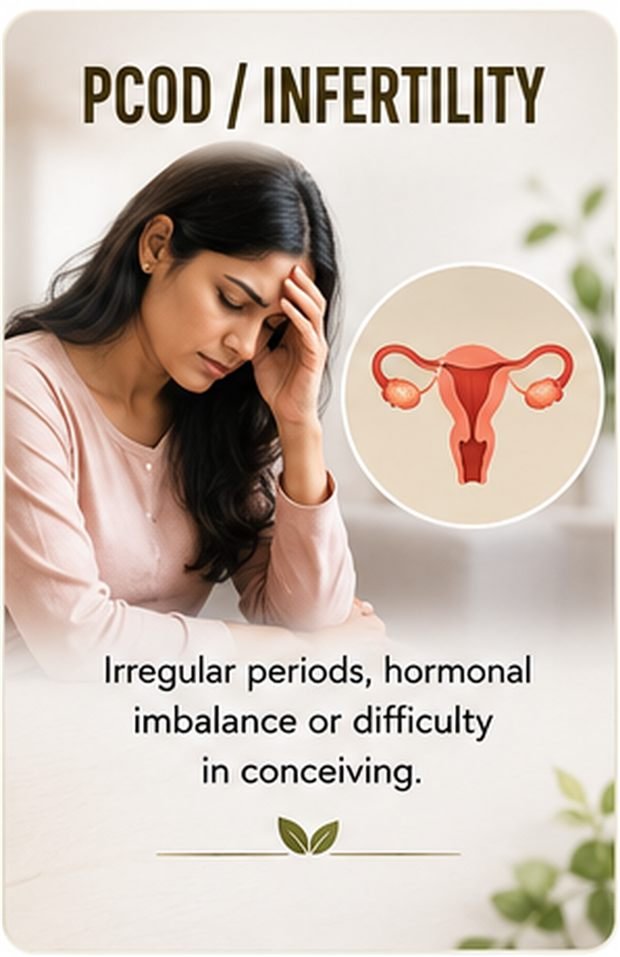 PCOD and infertility illustration — Ayurvedic evaluation for couples planning a family