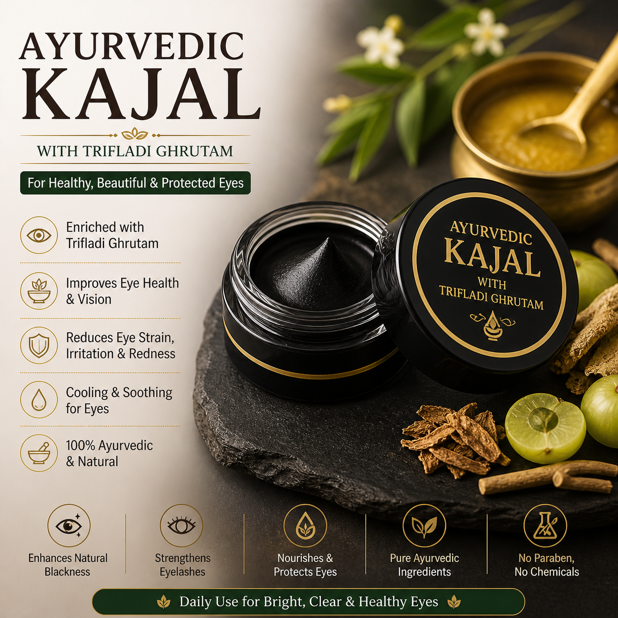 Ayurvedic Kajal with Trifladi Ghrutam